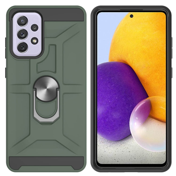 For Samsung Galaxy A72 5G / 4G War-god Armor TPU + PC Shockproof Magnetic Protective Case with Ring Holder