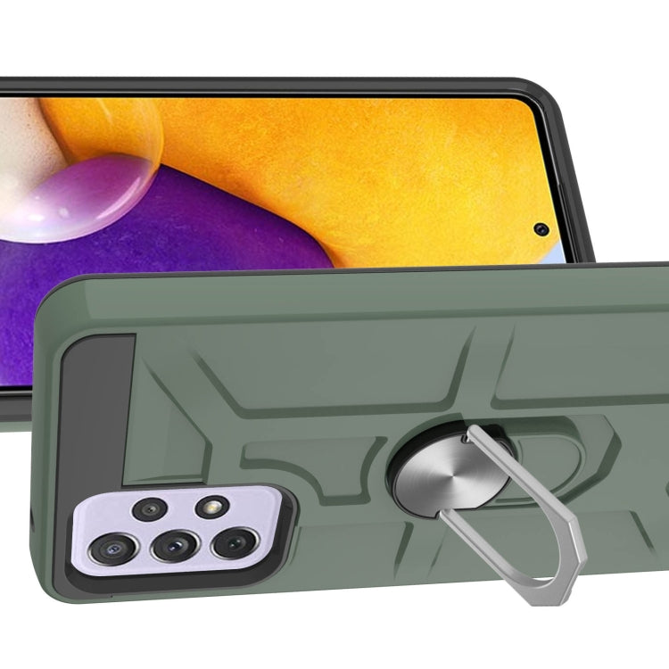 For Samsung Galaxy A72 5G / 4G War-god Armor TPU + PC Shockproof Magnetic Protective Case with Ring Holder
