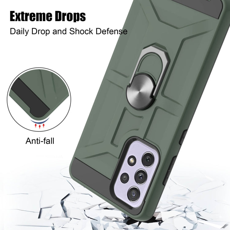For Samsung Galaxy A72 5G / 4G War-god Armor TPU + PC Shockproof Magnetic Protective Case with Ring Holder