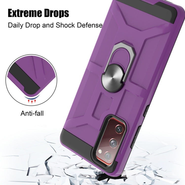 For Samsung Galaxy S20 FE War-god Armor TPU + PC Shockproof Magnetic Protective Case with Ring Holder