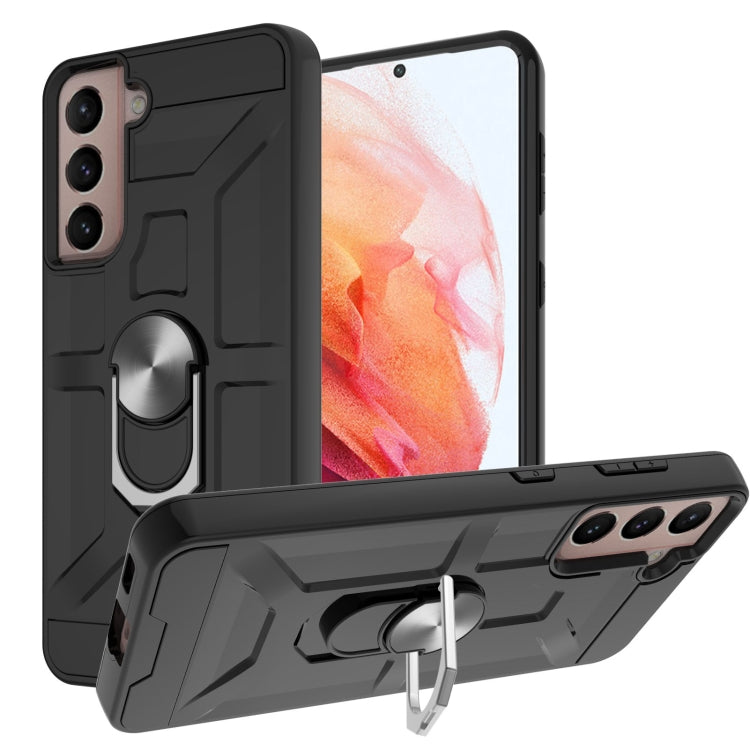 For Samsung Galaxy S21 5G War-god Armor TPU + PC Shockproof Magnetic Protective Case with Ring Holder