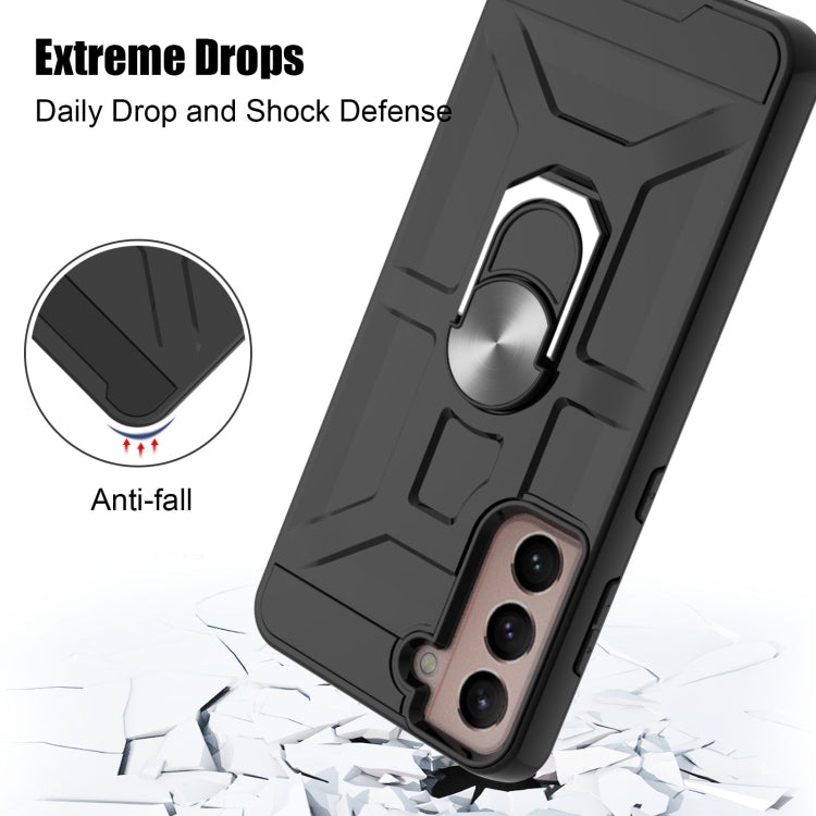 For Samsung Galaxy S21 5G War-god Armor TPU + PC Shockproof Magnetic Protective Case with Ring Holder