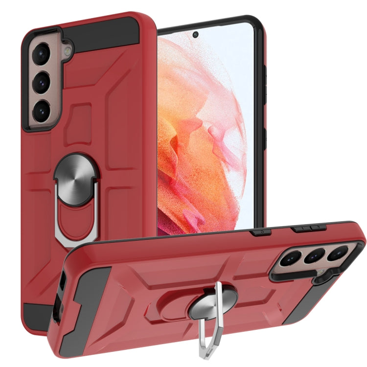 For Samsung Galaxy S21 5G War-god Armor TPU + PC Shockproof Magnetic Protective Case with Ring Holder