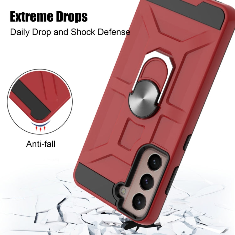 For Samsung Galaxy S21 5G War-god Armor TPU + PC Shockproof Magnetic Protective Case with Ring Holder