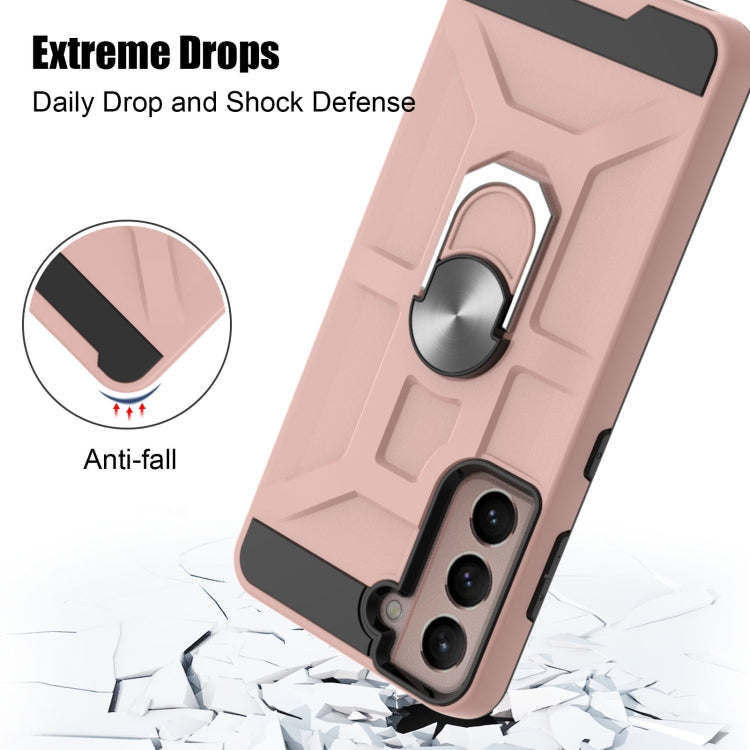 For Samsung Galaxy S21 5G War-god Armor TPU + PC Shockproof Magnetic Protective Case with Ring Holder