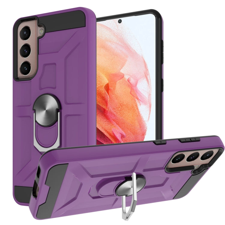 For Samsung Galaxy S21 5G War-god Armor TPU + PC Shockproof Magnetic Protective Case with Ring Holder