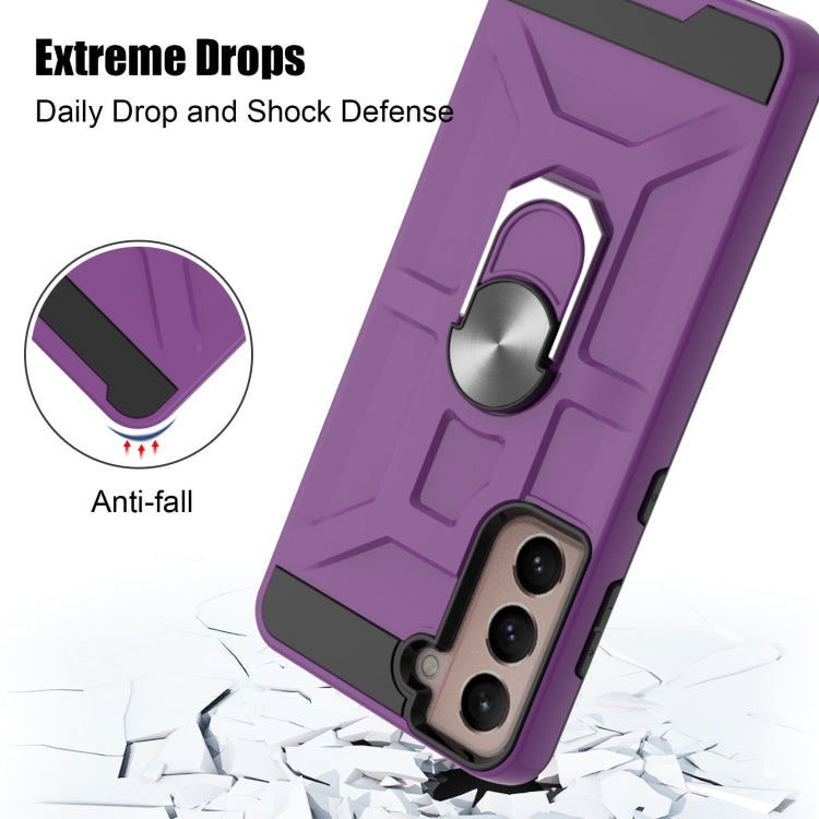 For Samsung Galaxy S21 5G War-god Armor TPU + PC Shockproof Magnetic Protective Case with Ring Holder