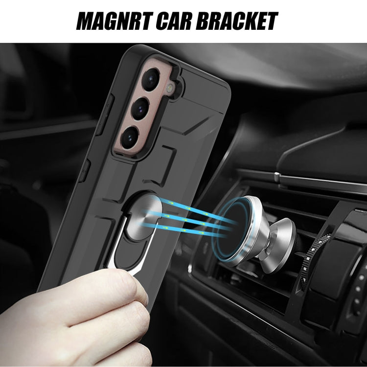 For Samsung Galaxy S21 5G War-god Armor TPU + PC Shockproof Magnetic Protective Case with Ring Holder
