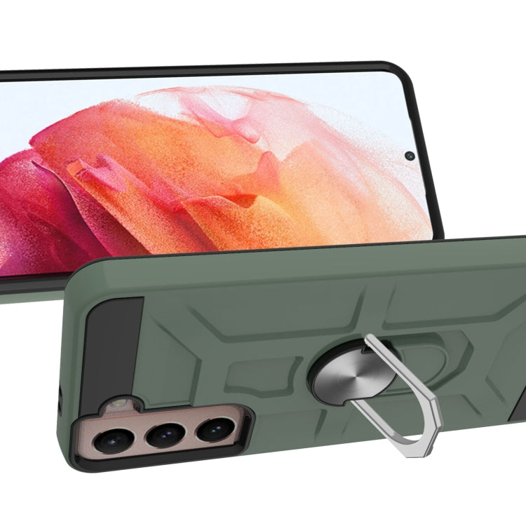 For Samsung Galaxy S21 5G War-god Armor TPU + PC Shockproof Magnetic Protective Case with Ring Holder