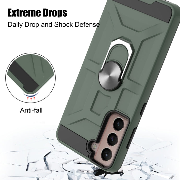 For Samsung Galaxy S21 5G War-god Armor TPU + PC Shockproof Magnetic Protective Case with Ring Holder