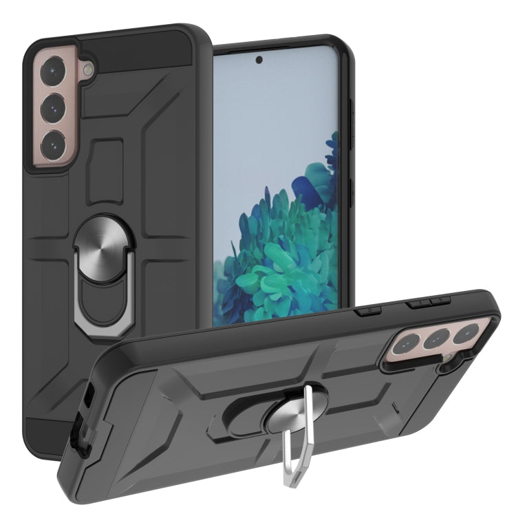 For Samsung Galaxy S21+ 5G War-god Armor TPU + PC Shockproof Magnetic Protective Case with Ring Holder