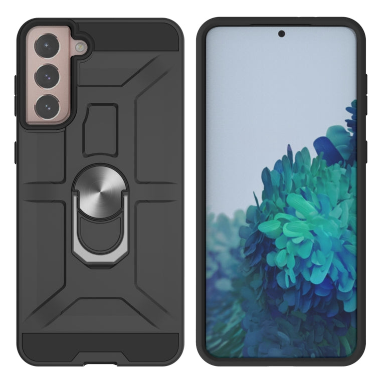 For Samsung Galaxy S21+ 5G War-god Armor TPU + PC Shockproof Magnetic Protective Case with Ring Holder
