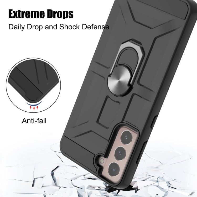 For Samsung Galaxy S21+ 5G War-god Armor TPU + PC Shockproof Magnetic Protective Case with Ring Holder