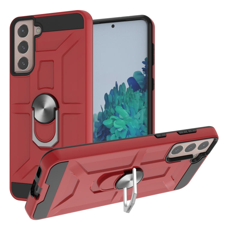 For Samsung Galaxy S21+ 5G War-god Armor TPU + PC Shockproof Magnetic Protective Case with Ring Holder