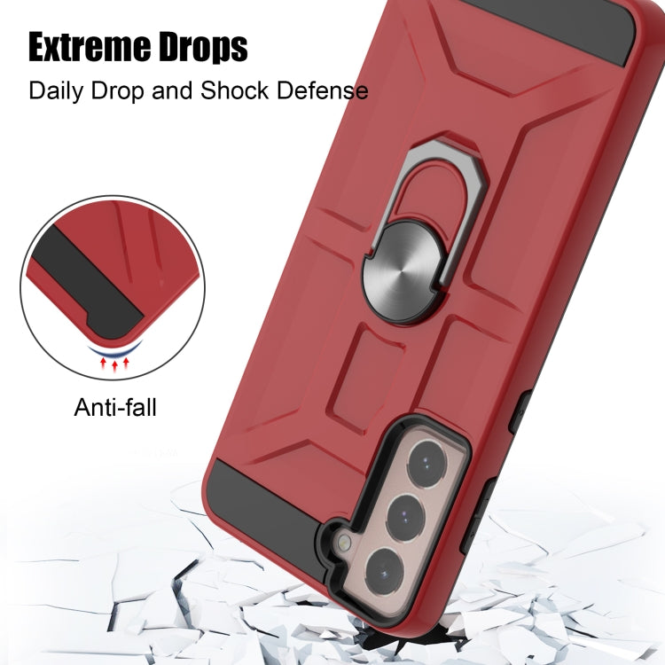 For Samsung Galaxy S21+ 5G War-god Armor TPU + PC Shockproof Magnetic Protective Case with Ring Holder