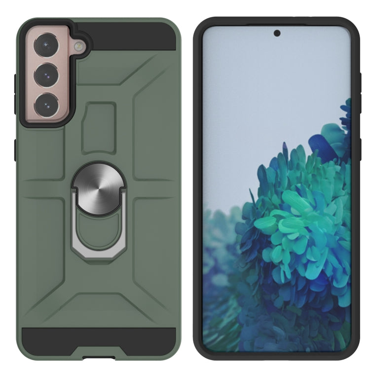 For Samsung Galaxy S21+ 5G War-god Armor TPU + PC Shockproof Magnetic Protective Case with Ring Holder