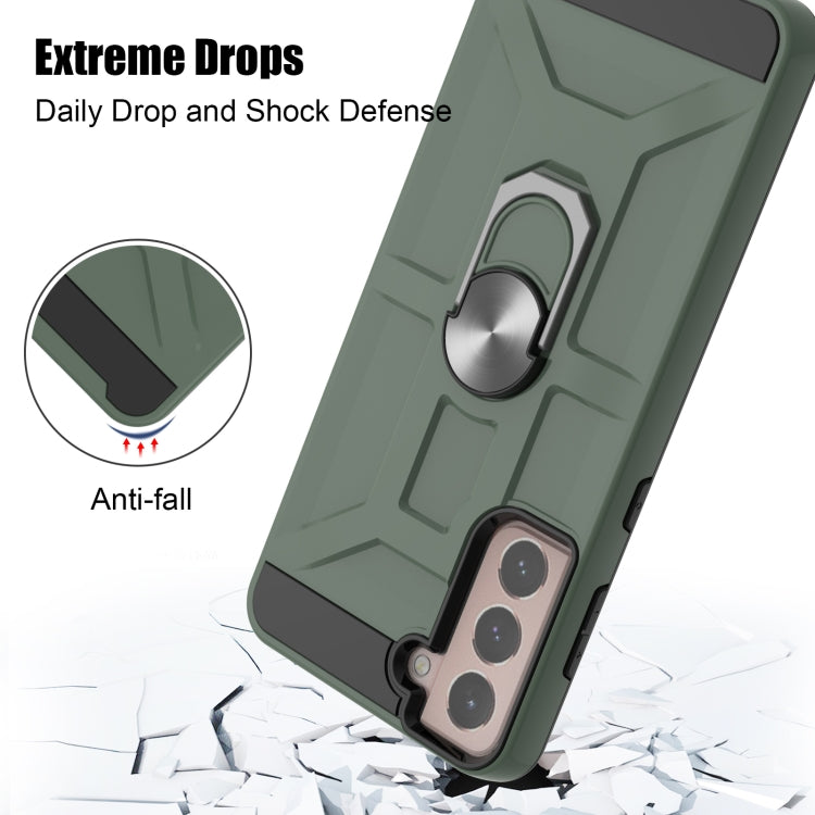 For Samsung Galaxy S21+ 5G War-god Armor TPU + PC Shockproof Magnetic Protective Case with Ring Holder