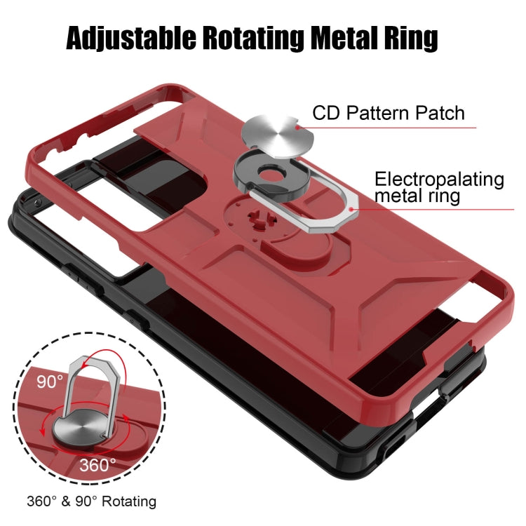 For Samsung Galaxy S21 Ultra 5G War-god Armor TPU + PC Shockproof Magnetic Protective Case with Ring Holder