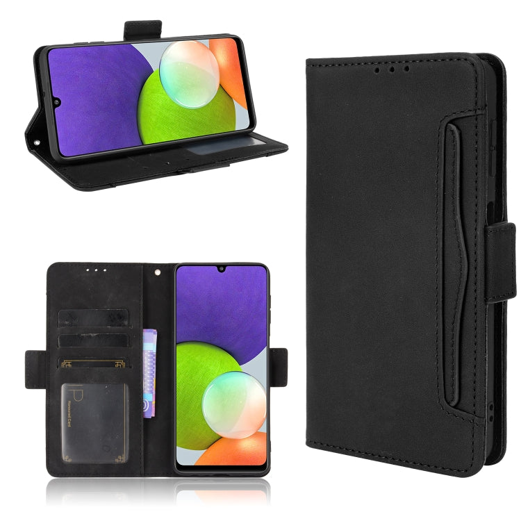 For Samsung Galaxy A22 4G Skin Feel Calf Pattern Horizontal Flip Leather Case with Holder & Card Slots & Photo Frame