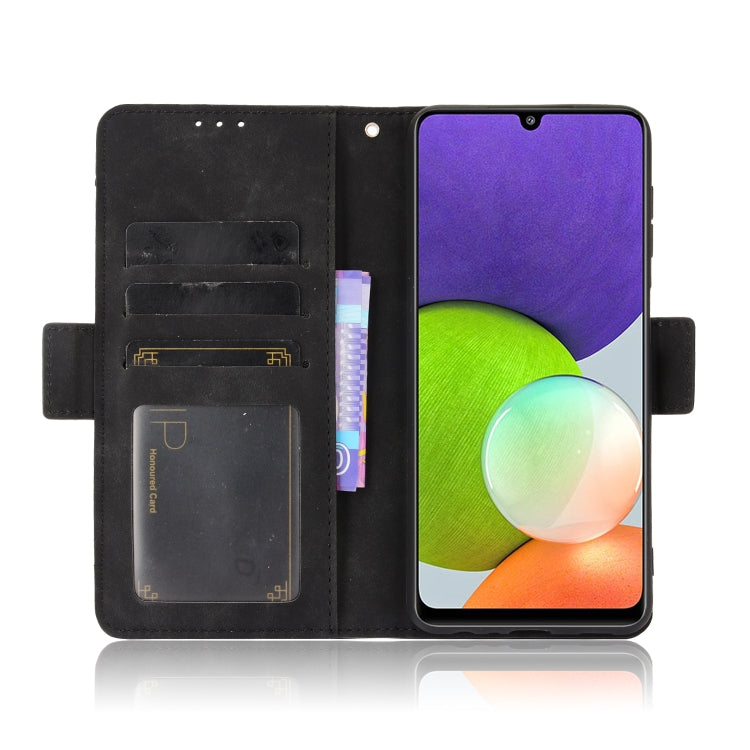 For Samsung Galaxy A22 4G Skin Feel Calf Pattern Horizontal Flip Leather Case with Holder & Card Slots & Photo Frame