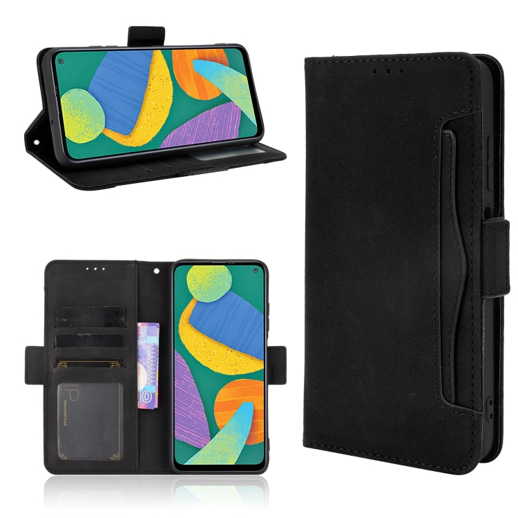 For Samsung Galaxy F52 5G Skin Feel Calf Pattern Horizontal Flip Leather Case with Holder & Card Slots & Photo Frame