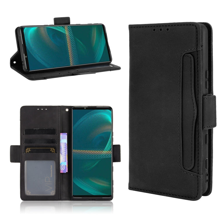 For Sony Xperia 5 III Skin Feel Calf Pattern Horizontal Flip Leather Case with Holder & Card Slots & Photo Frame