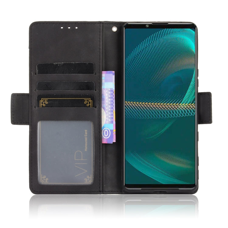 For Sony Xperia 5 III Skin Feel Calf Pattern Horizontal Flip Leather Case with Holder & Card Slots & Photo Frame