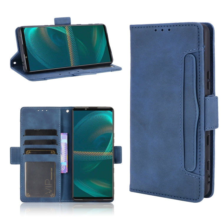 For Sony Xperia 5 III Skin Feel Calf Pattern Horizontal Flip Leather Case with Holder & Card Slots & Photo Frame