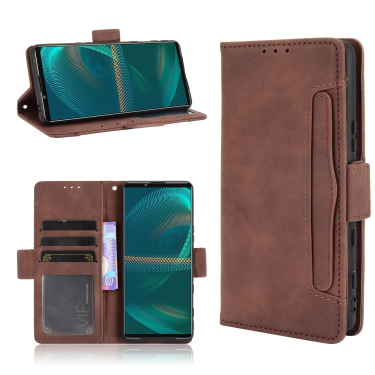 For Sony Xperia 5 III Skin Feel Calf Pattern Horizontal Flip Leather Case with Holder & Card Slots & Photo Frame