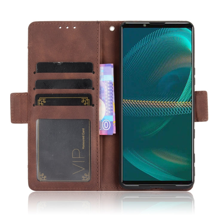 For Sony Xperia 5 III Skin Feel Calf Pattern Horizontal Flip Leather Case with Holder & Card Slots & Photo Frame