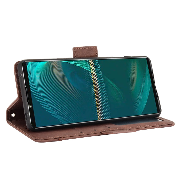 For Sony Xperia 5 III Skin Feel Calf Pattern Horizontal Flip Leather Case with Holder & Card Slots & Photo Frame