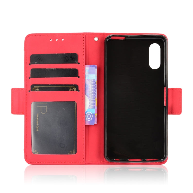 For Sony Xperia Ace II SO-41B Skin Feel Calf Pattern Horizontal Flip Leather Case with Holder & Card Slots & Photo Frame