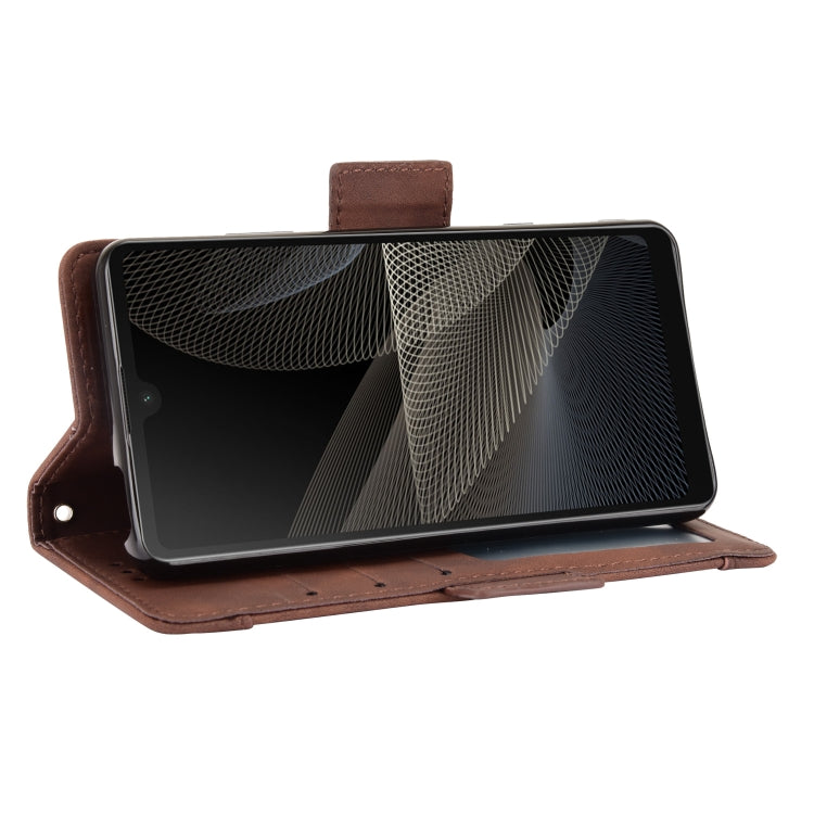 For Sony Xperia Ace II SO-41B Skin Feel Calf Pattern Horizontal Flip Leather Case with Holder & Card Slots & Photo Frame