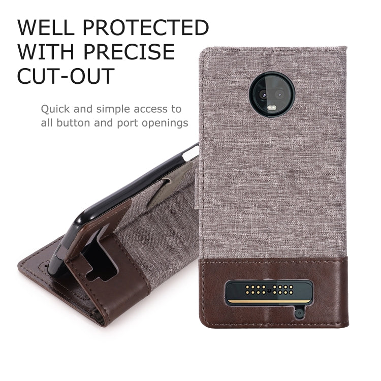 For Motorola Moto Z3 Play MUXMA MX102 Horizontal Flip Canvas Leather Case with Stand & Card Slot & Wallet Function
