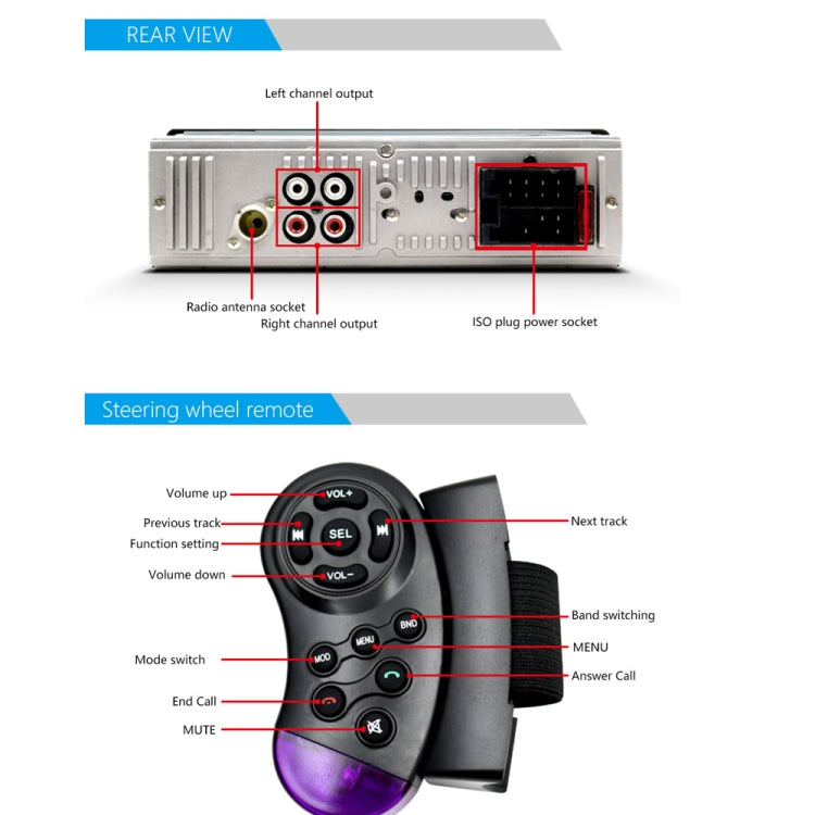 SWM-7811 Car 12V Bluetooth MP3 Player Support FM & TF Card & Voice Assistant with Steering Wheel Remote Control