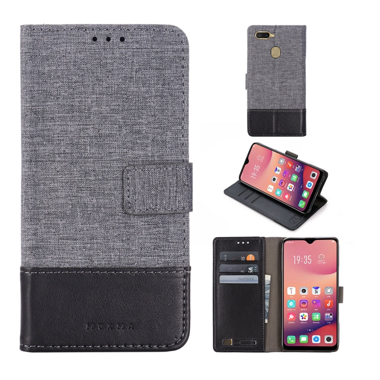 For OPPO A7 MUXMA MX102 Horizontal Flip Canvas Leather Case with Stand & Card Slot & Wallet Function