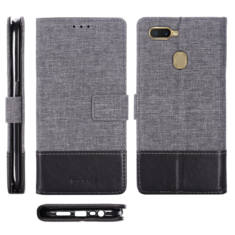 For OPPO A7 MUXMA MX102 Horizontal Flip Canvas Leather Case with Stand & Card Slot & Wallet Function