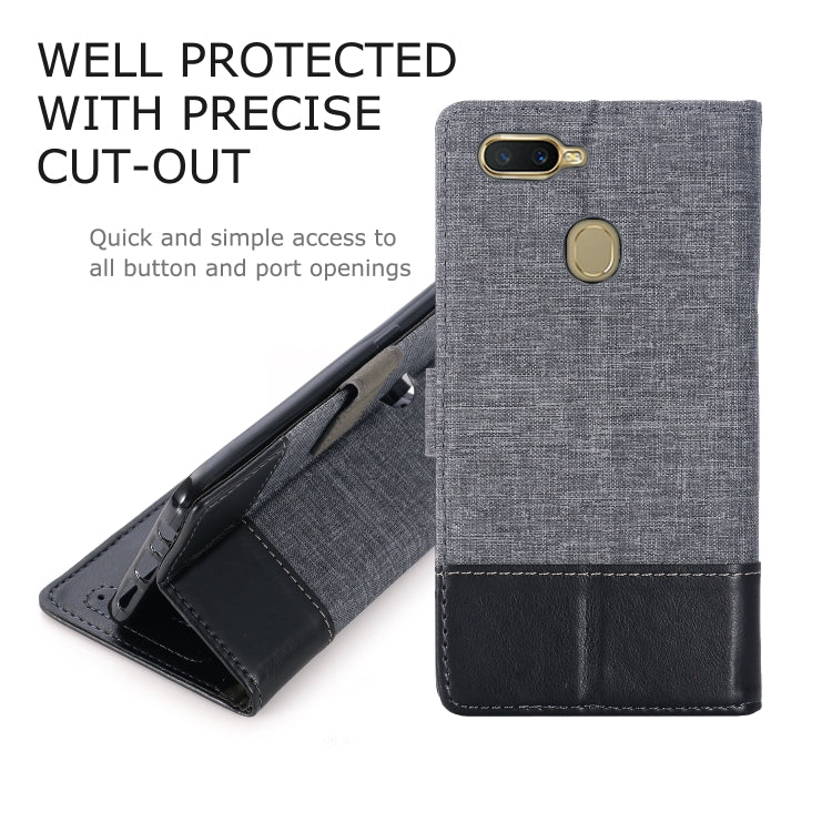For OPPO A7 MUXMA MX102 Horizontal Flip Canvas Leather Case with Stand & Card Slot & Wallet Function