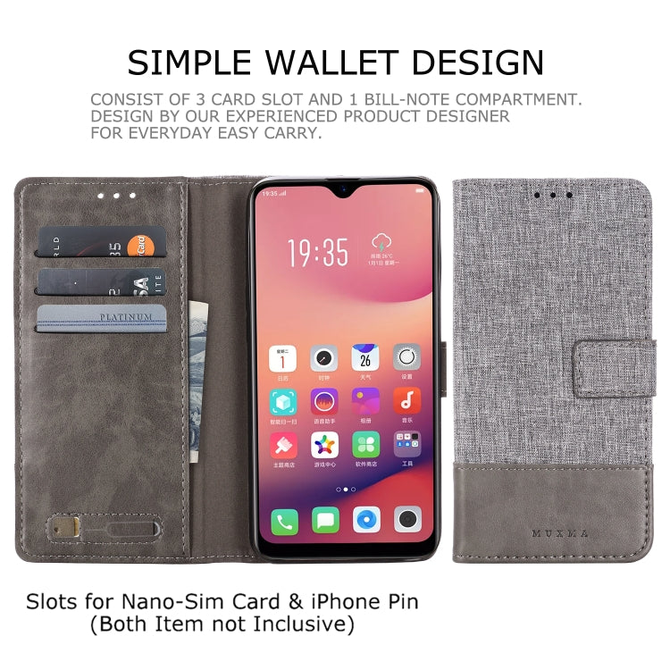 For OPPO A7 MUXMA MX102 Horizontal Flip Canvas Leather Case with Stand & Card Slot & Wallet Function
