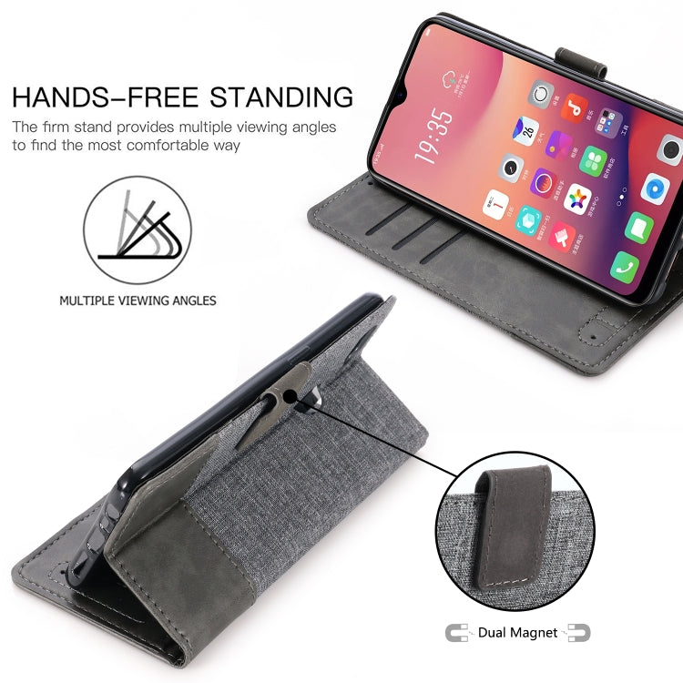 For OPPO A7 MUXMA MX102 Horizontal Flip Canvas Leather Case with Stand & Card Slot & Wallet Function
