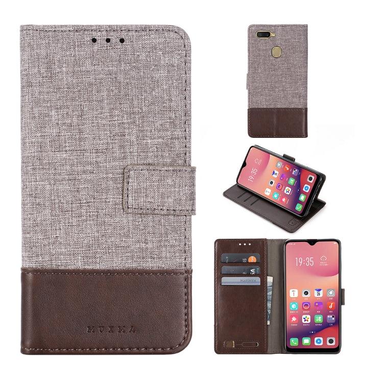 For OPPO A7 MUXMA MX102 Horizontal Flip Canvas Leather Case with Stand & Card Slot & Wallet Function