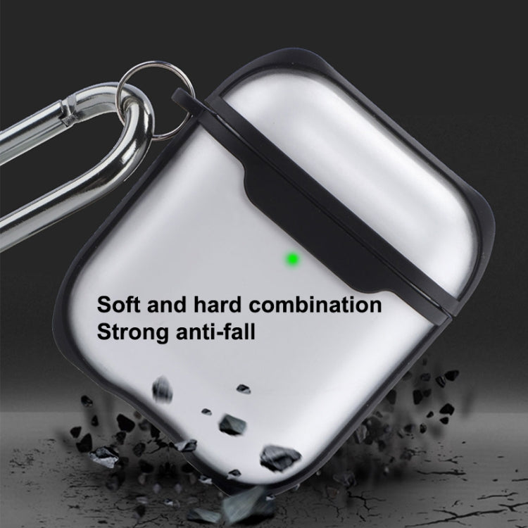 Wireless Earphones Transparent Two-color Anti-fall TPU Protective Case with Hook For AirPods 1/2