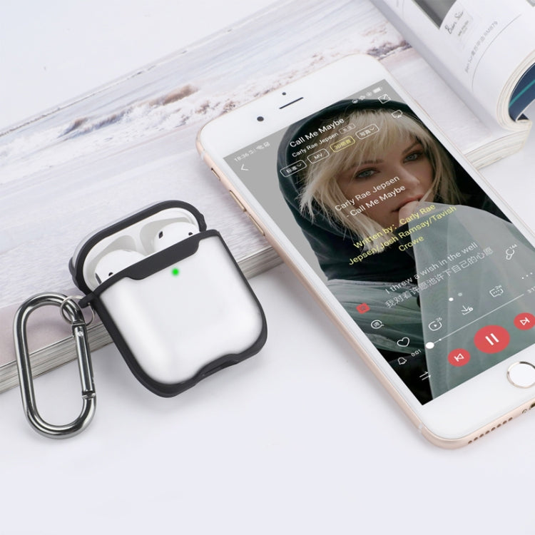 Wireless Earphones Transparent Two-color Anti-fall TPU Protective Case with Hook For AirPods 1/2
