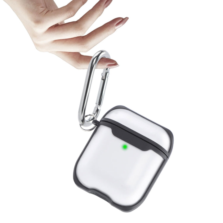 Wireless Earphones Transparent Two-color Anti-fall TPU Protective Case with Hook For AirPods 1/2
