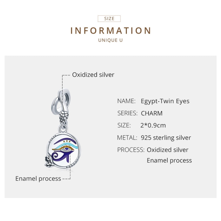 S925 Sterling Silver Egyptian Twin Eyes Pendant DIY Bracelet Necklace Accessories