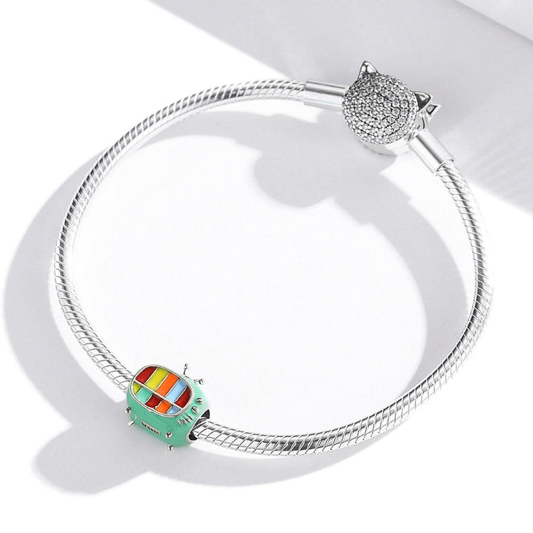 S925 Sterling Silver Mini Color TV Beads DIY Bracelet Necklace Accessories