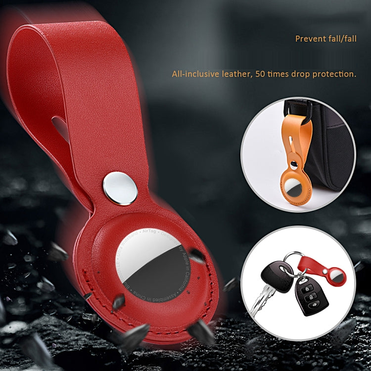 Shockproof Anti-scratch PU Leather Protective Case Cover Key Chain For AirTag