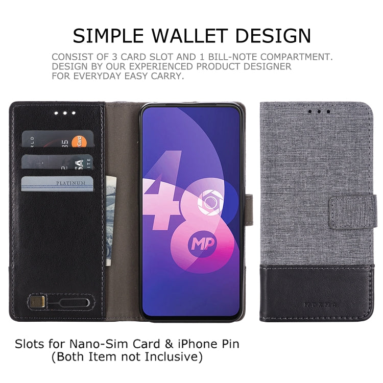 MUXMA MX102 Horizontal Flip Canvas Leather Case with Stand & Card Slot & Wallet Function