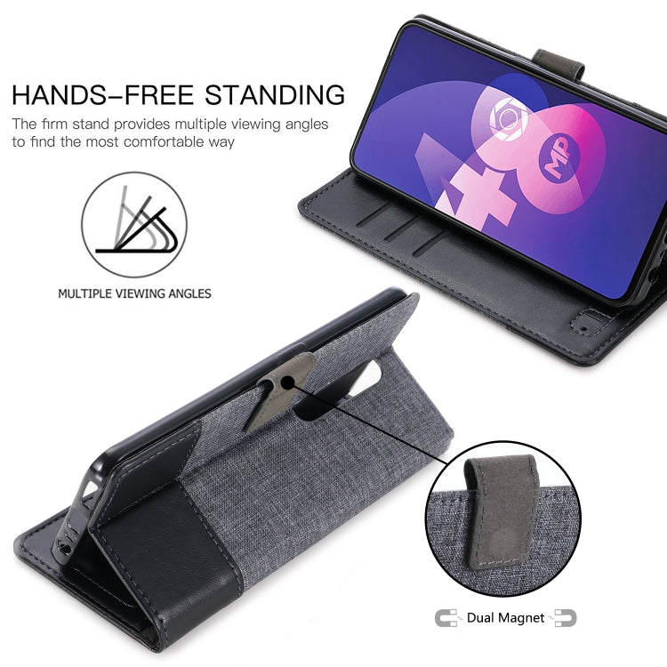 MUXMA MX102 Horizontal Flip Canvas Leather Case with Stand & Card Slot & Wallet Function