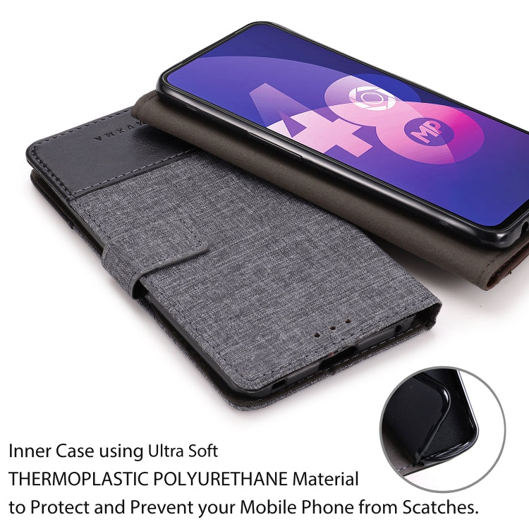 MUXMA MX102 Horizontal Flip Canvas Leather Case with Stand & Card Slot & Wallet Function